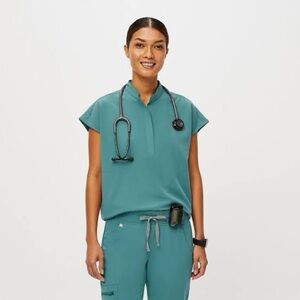 FIGS blue/teal Rafaela top & high waisted Zamora matching set